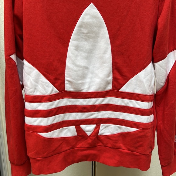 Adidas Red and White Logo Crewneck Sweatshirt Youth Sz Large - Picture 3 of 11